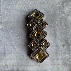 Stretch Silver and Yellow Stone Bracelet